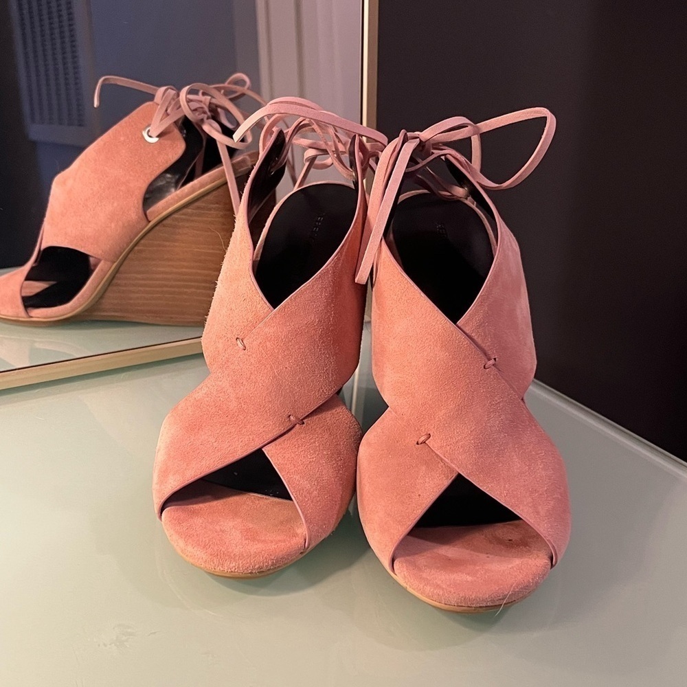 Pink suede Rebecca Minkoff Eden Wedge